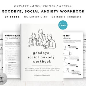 PLR / Resell Goodbye, libro de trabajo sobre ansiedad social para uso comercial, plantilla imprimible y editable, terapia sobre ansiedad social, libro de trabajo sobre ansiedad