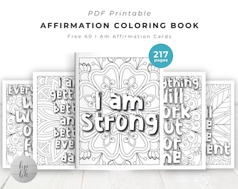 Affirmation Coloring Book for Adult Printable Self-love, I AM Affirmations, Motivational, Inspiring, Anxiety Relief, Stress Relief