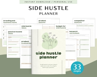 Side Hustle Planner for Personal Use | PDF Printable and Digital Use | Passive Income Planner | Start Up Planner | Small Business Planner