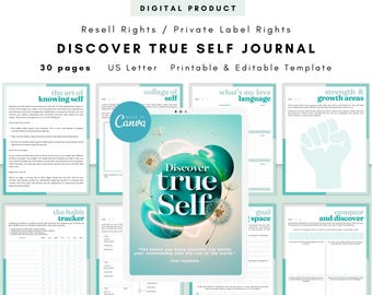 PLR / Resell Discover True Self Journal, Printable and Editable Template, Mindfulness Journal, Self-Discovery Journal, Self-Reflection