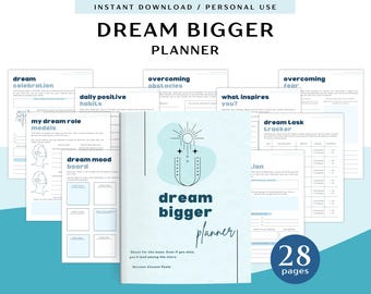 Planer Dream Bigger do użytku osobistego | PDF do druku i użytku cyfrowego | Planer Dream Life | Planer Life Vision | Planer ustalania celów