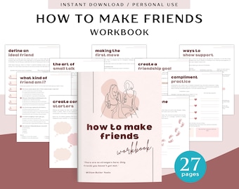 How to Make Friends Workbook for Personal Use | PDF Printable and Digital Use | Friendship Planner |  Social Skills Planner |  Friendship