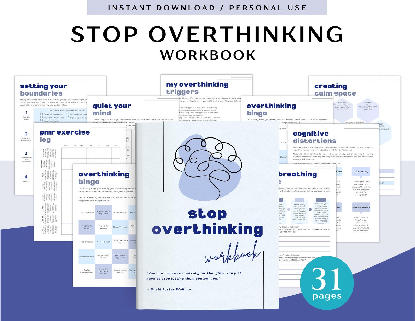 Stop Overthinking Workbook for Personal Use | PDF Printable and Digital ...