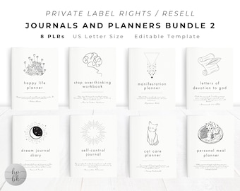 PLR / Resell Bundle 2 Journals and Planners for Commercial Use, Best Seller Printable and Editable Templates, PLR Bundle, KDP Interior