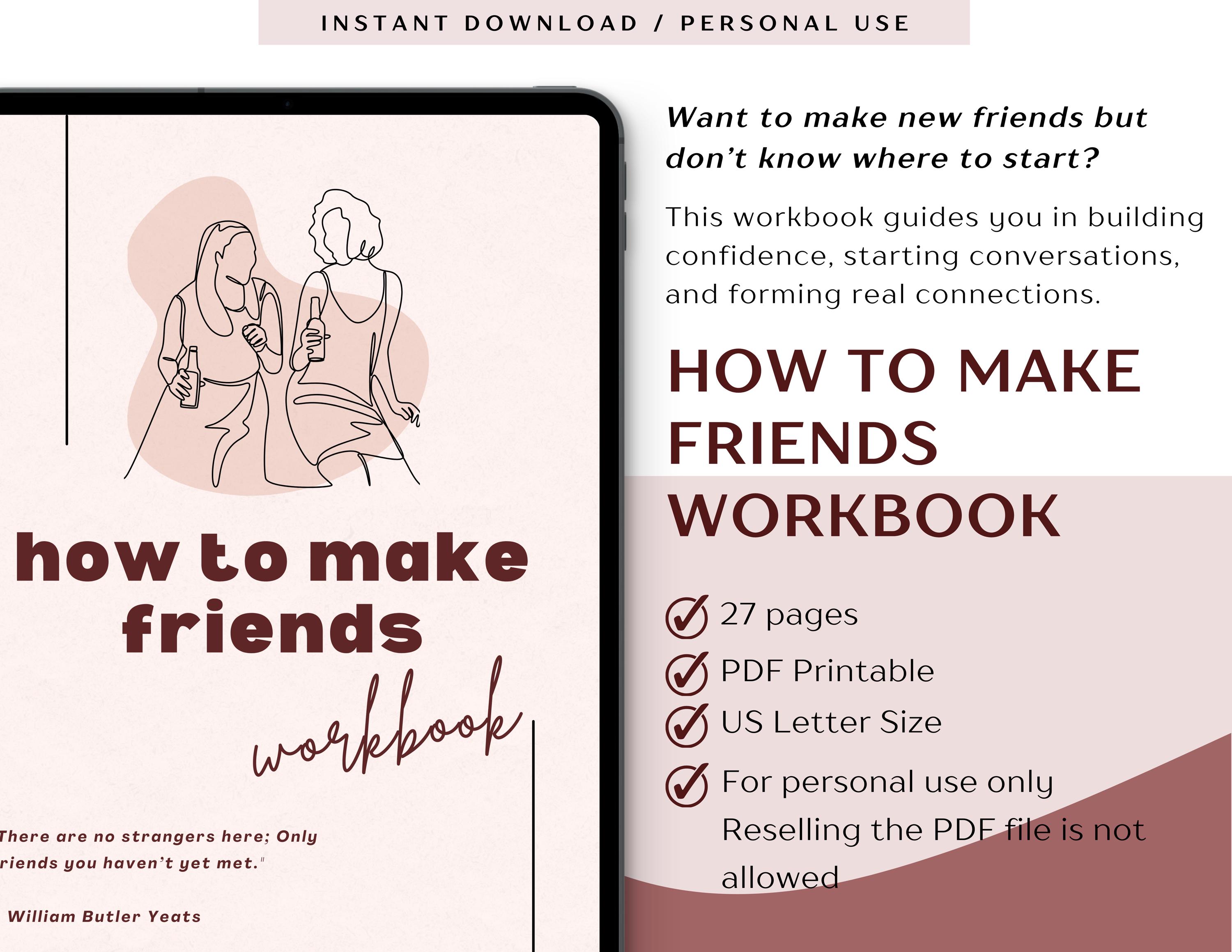 How to Make Friends Workbook for Personal Use | PDF Printable and ...