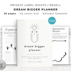 PLR / Rivendita Dream Bigger Planner per uso commerciale, modello stampabile e modificabile, Dream Life Planner, Goal Planner, Vision Planner