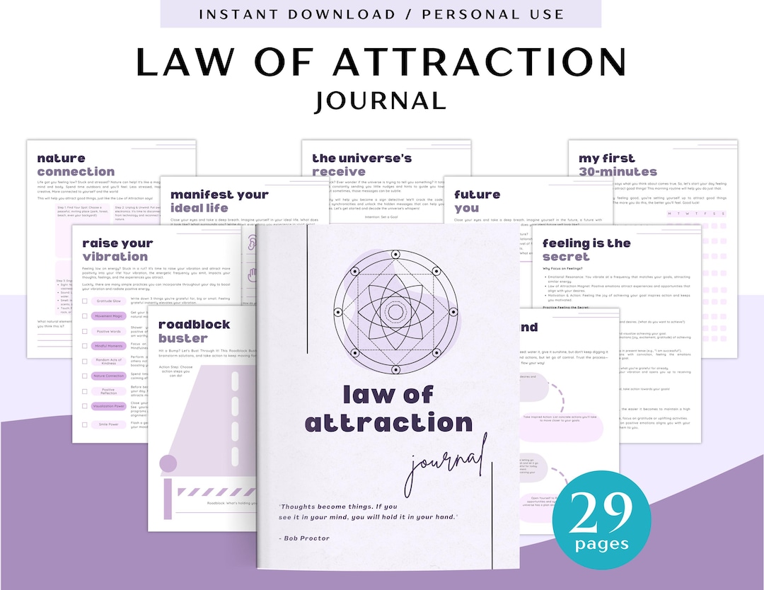 Law of Attraction Journal for Personal Use | PDF Printable and Digital ...