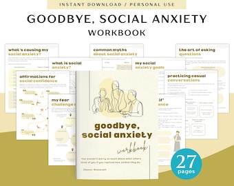 Goodbye, Social Anxiety Workbook for Personal Use | PDF Printable and Digital Use | Anxiety Worksheet for Teens and Adults | Social Anxiety