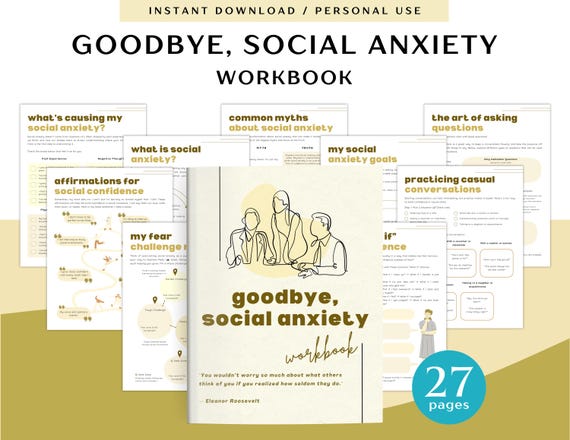 Goodbye, Social Anxiety Workbook for Personal Use | PDF Printable and Digital Use | Anxiety Worksheet for Teens and Adults | Social Anxiety