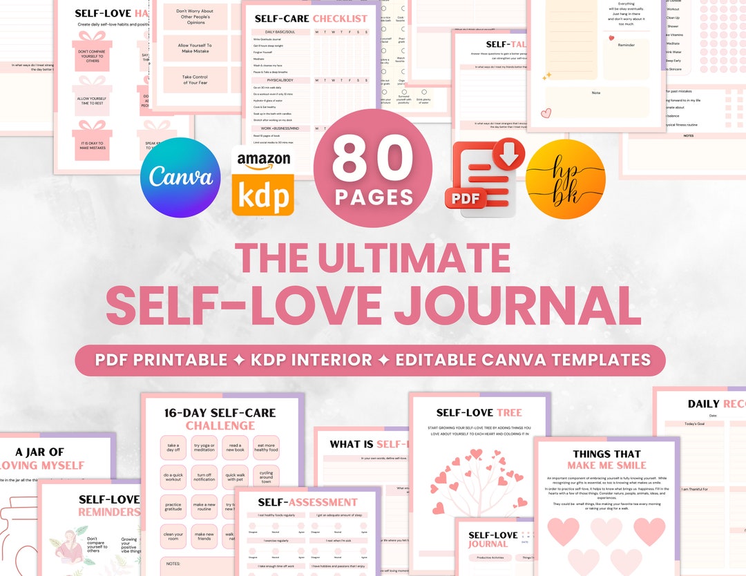 Self Love Journal Printable and Editable Template for KDP Interior ...