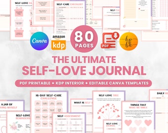 Self Love Journal Printable and Editable Template for KDP Interior, Self Care Journal, Affirmation Journal, Self-Love Workbook