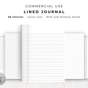 KDP Interiors Lined Journal Bundle Modello PDF per libri a basso contenuto, 65 interni, con e senza abbondanza