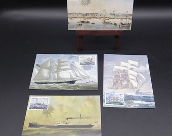 Lot de 4 timbres vintage MAXIMUM CARD The No 137-140 Card - Timbres The Maritime Erre, motif émis le 11 mars 1999 (série complète)