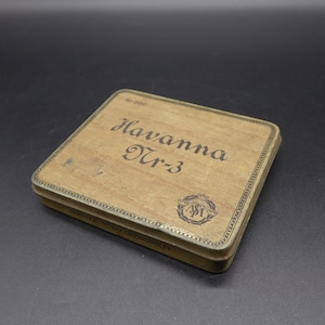 Scatola di sigarette vintage in latta svedese Havanna Nr 3 n. 200 di Svenska Tobaksmonopolet STM degli anni '30 -'50.
