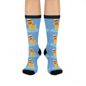 Eendensokken Leuke unisex-sokken met ronde hals, coole, grappige, unisex sokken Geweldig cadeau-idee voor hem of haar, schattig eendontwerp met hoed