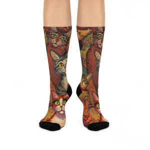 Cozy Cat Crew Socks | Cute Cat Lover Gift, Fun Animal Socks, Run or Lounge, Birthday Gift, Pet-Themed Apparel
