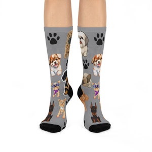 Mini Dogs Pet Dog Socks, Funny Dog Lover gift, Funny Animal Socks, Fun Novelty Sock Flashy Socks Gray