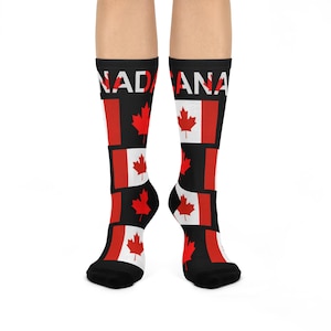 Cushioned Canadian Flag Socks | Comfortable Crew Socks for Canada Day, Gift for All Ages, Home Cozy Wear, Sports Socks, Travel Accessories
