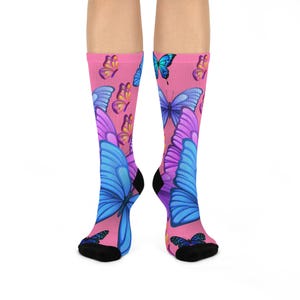 Beautiful Butterfly Socks for Women - Cute Colorful Butterfly Print, Cozy Gift for Her, Aesthetic Fun Animal Print Socks