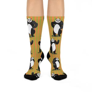 Panda Patterned Crew Socks, Fun Animal Socks, Cozy Crew Socks, Gift for Nature Lovers, Cute Sock Gift, Unique Fashion Socks
