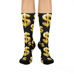 Dolla on the Sole: Fun Cushioned Crew Socks for Financial Enthusiasts, Funky Gifts, Laughs, Party Favors, Everyday Wear