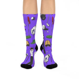 Golf-Themed Cushioned Crew Socks, Fun Gift for Golf Lovers, Sports Socks, Comfortable Crew Socks, Unique Golf Accessories
