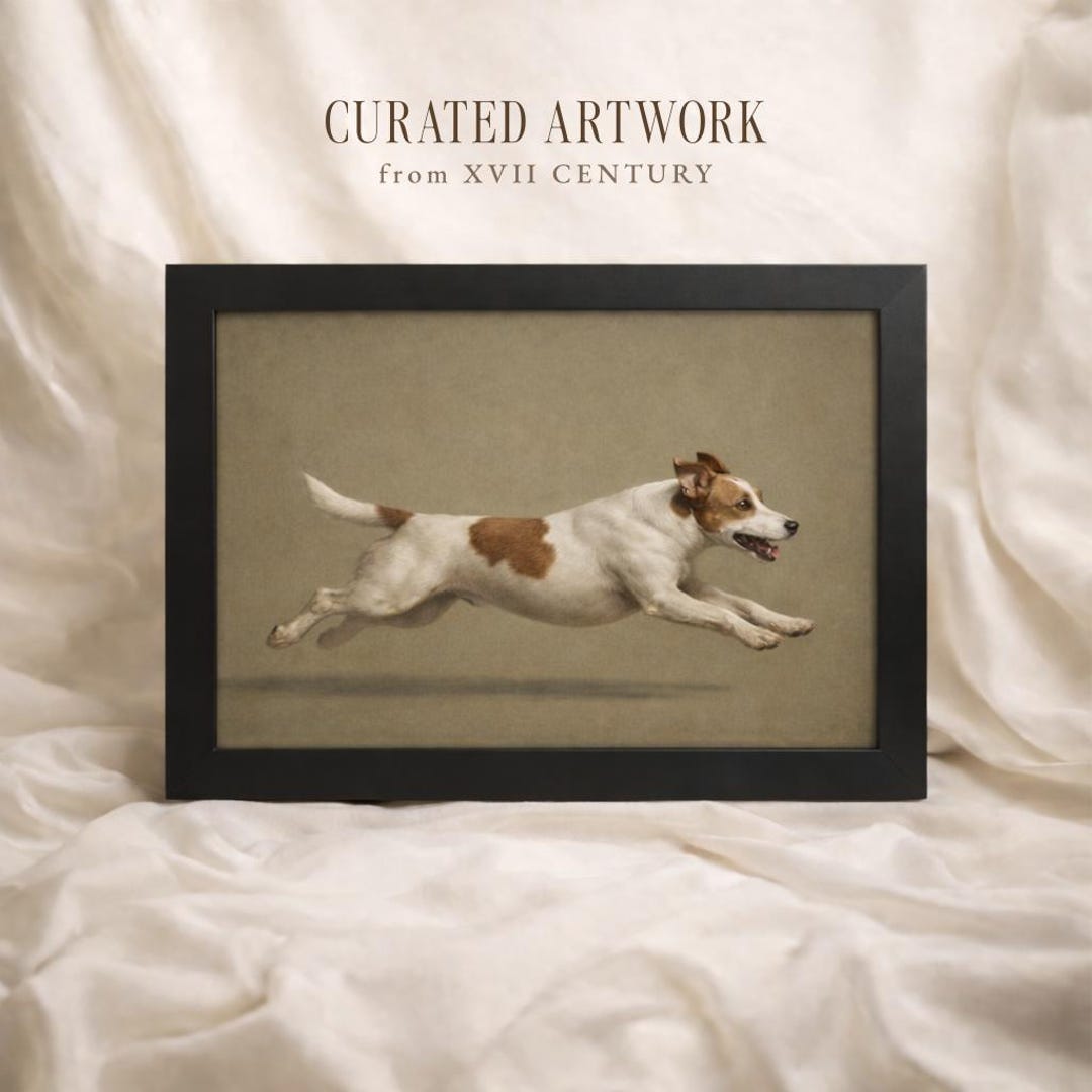Vintage Jack Russell Terrier Wall Art Print, Dog With Zoomies Artwork ...