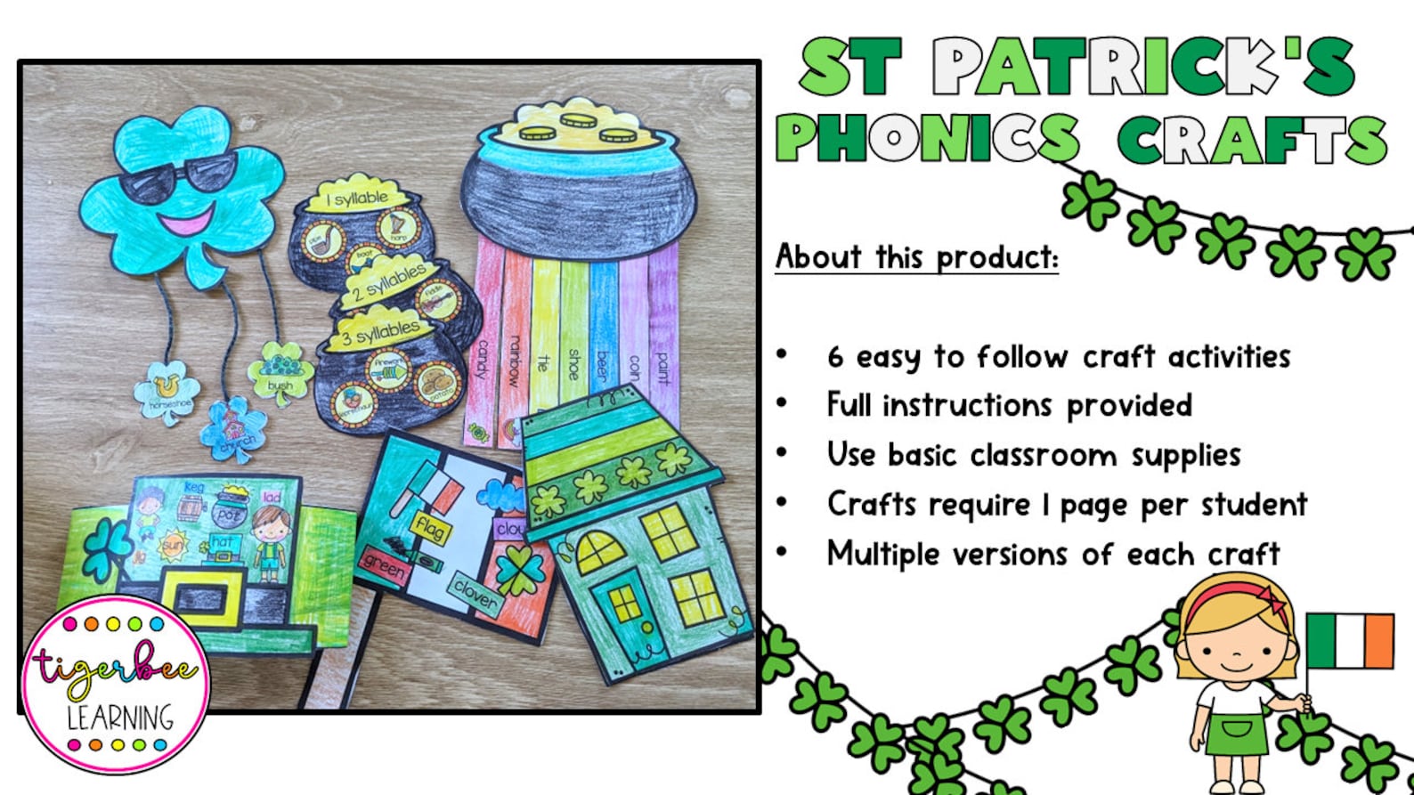 St. Patrick's Day Phonics Crafts: CVC, Beginning Blends, Vowel Teams ...