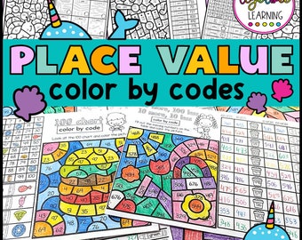 Place Value Color by Code Worksheets | Fun Math Practice for 1st and ...