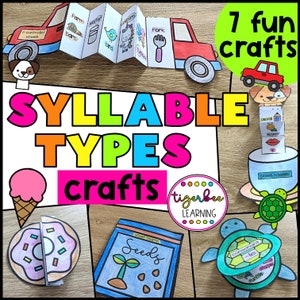 7 syllable types crafts | phonics practice activities