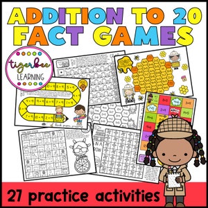 Addition Fact Fluency Games No prep printables