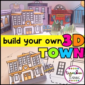 Proyecto de ciudad de papel en 3D con 20 lugares en la ciudad