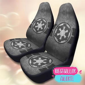 Star Wars Imperial Insignia Car Seat Covers | Galactic Empire Auto Decor | Set of 2 Front Seats | Sci-Fi Fan Gift