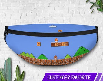 Super Mario Scene Gürteltasche, 8-Bit Gaming Gürteltasche, Klassische NES Gürteltasche, Retro Plattform Hüfttasche