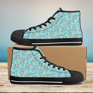 Wish Bear High Tops | Retro Bear Canvas Shoes | Rainbow Star Sneaker | 80s Nostalgia Gift | Unisex Cartoon Kicks