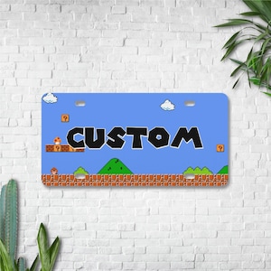 Custom Mario License Plate – Personalized Retro Gamer Tag – 8-Bit Nintendo Car Decor – Classic Name Plate – Arcade Style Gift