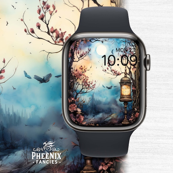 Witchy Eerie Night Smart Watch Wallpaper for iPhone Pebble Pixel Watch ravencore, boho, fantasy, goblincore,