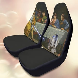 Star Wars Last Supper Car Seat Covers – Funny Sci-Fi Parody Auto Decor | Geeky Jedi Seat Protector Set | Gift for Star Wars Fan