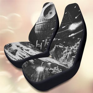 Star Wars Death Star Car Seat Covers – Galactic Space Battle Vehicle Seat Accessories | Sci-Fi Fan Car Decor, Universal Fit
