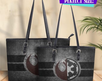 Star Wars Tote Bag Set, Rebellenallianz Imperial Empire Handtasche, galaktisches Symbol Veganes Leder Geldbörse, Sci-Fi Geschenk