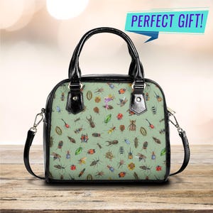 Beetle Print Vegan Leather Bag – Eco Friendly Insect Handbag for Bug Lovers