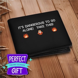 Legend of Zelda Wallet | It&#39;s Dangerous To Go Alone | 8-Bit Old Man Cave Quote - Nintendo Gaming Gift