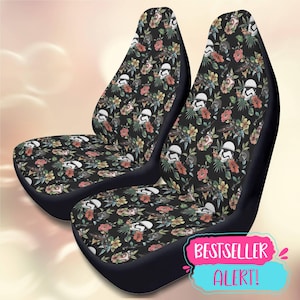 Star Wars Floral Car Seat Covers | Storm Trooper BB8 X-Wing Design | Set of 2 Front Seat Protectors