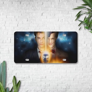 Matrícula de Doctor Who: Matt Smith y David Tennant, placa personalizada de la TARDIS, regalo de Doctor Who, decoración para el coche de los Señores del Tiempo, placa de abanico