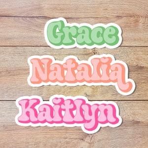 Retro Custom Name Personalised Sticker, Custom Sticker, Personalised Label, Name Sticker, Colorful Custom Text Sticker