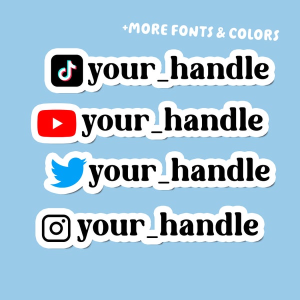 Social Media Custom Name Personalised Sticker, Youtube Sticker, Twitter Sticker, Instagram Sticker for Tiktok, Business Sign Sticker for Car