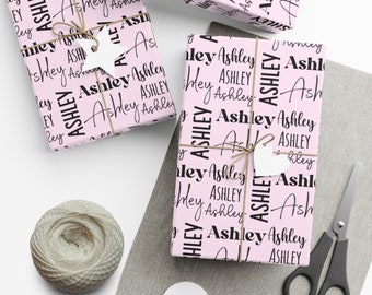 Custom Name Wrapping Paper, Eco Friendly Birthday Gift Wrap Paper, Custom Name Present Paper Roll for Her