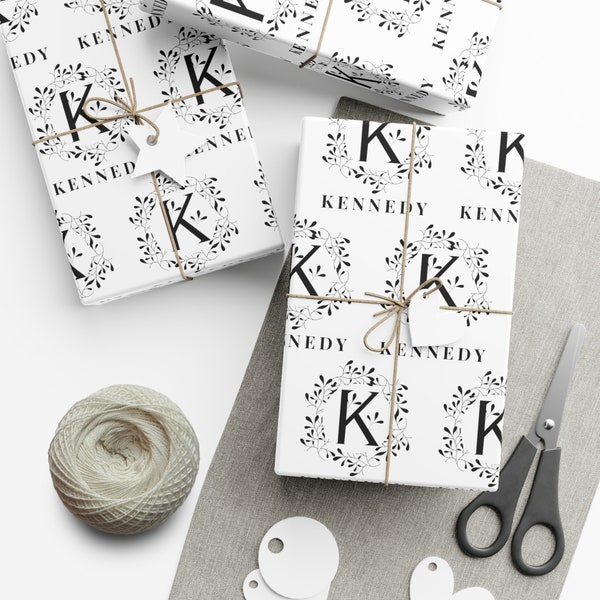 Personalised Monogram Wrapping Paper, Custom Wedding Wrapping Paper, Happy Birthday Gift Wrap Paper, Elegant Present Paper Roll for Her