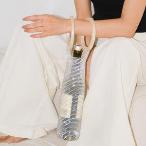 Wine Bottle Bag, Woven Wine Tote, Crystal Wine Bag, Reusable Gift Bag, Wedding Gift, Holiday Gift, Housewarming Gift, Wine Lovers Gift, Wine
