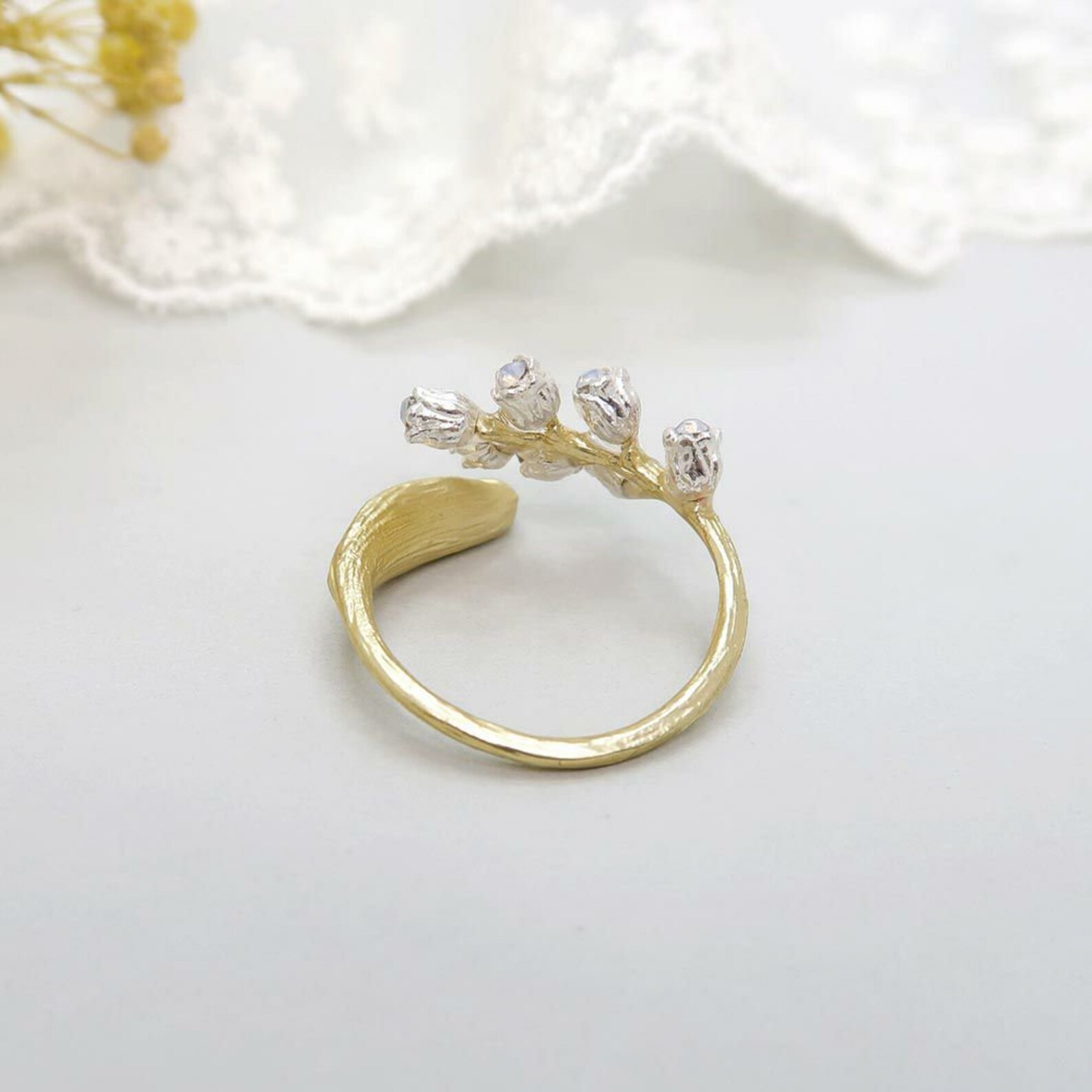 Gold Lily of the Valley Ring Lily Flower Ring Birth Flower Etsy